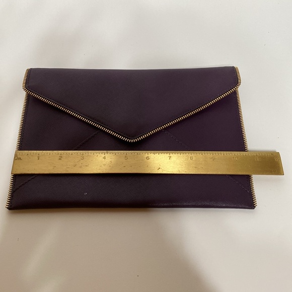 Rebecca Minkoff Leo Envelope Zipper Edge Purple Leather Clutch Purse - Picture 14 of 14